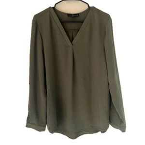 Fred David Green V Neck Top Sz L